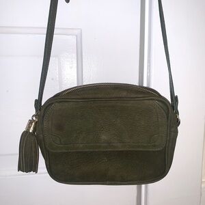GiGi New York Dark Green Leather Crossbody Bag